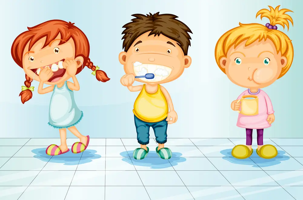 Kids caring for teeth illustration